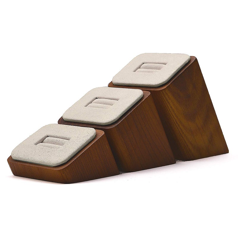 Oirlv 3 PCS Wood Ring Display Stand Showcase Jewelry Display Stand Ring Organizer Holder (Creamy-White) - Image 3